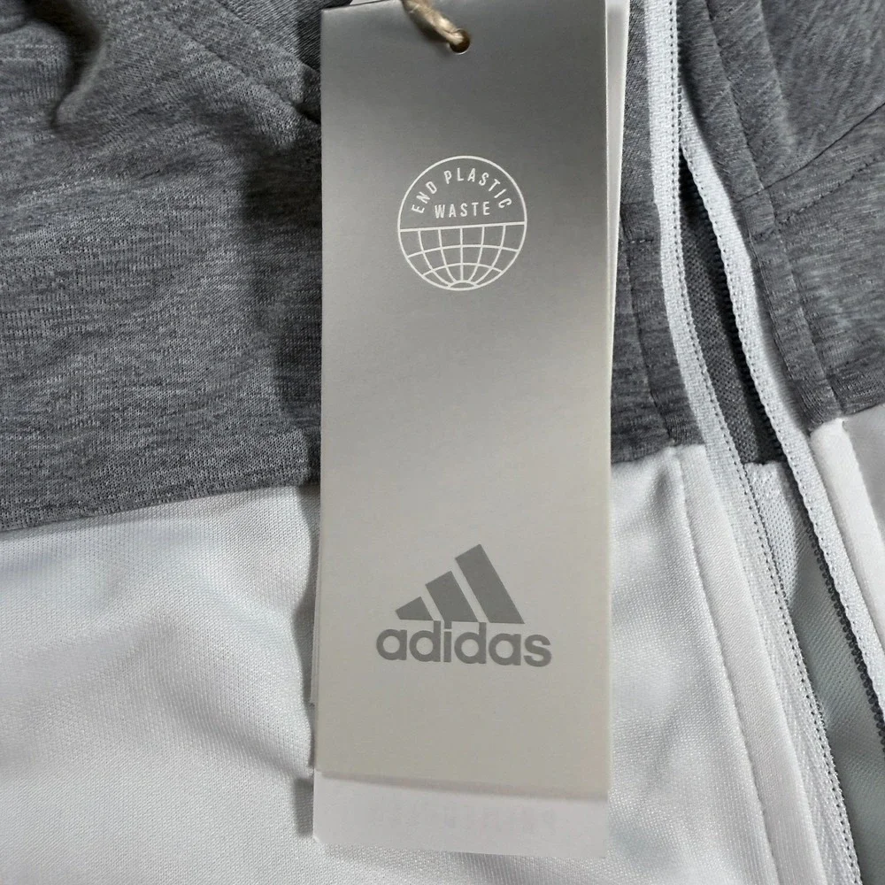 NWT Adidas Prime Green White/Gray 100% Polyester Mens 1/4 Zip Pullover -2XL